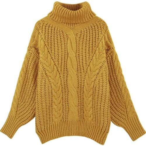 Plus size Autumn Winter Knit Sweaters Women High collar Coarse lines Thicken Pullover Female Bat sleeve Bottoming Sweaters G383