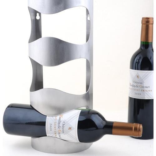 1PC new design 304 Stainless steel wall wine rack wall mounted bar counter wine holder for 3 bottles J3003