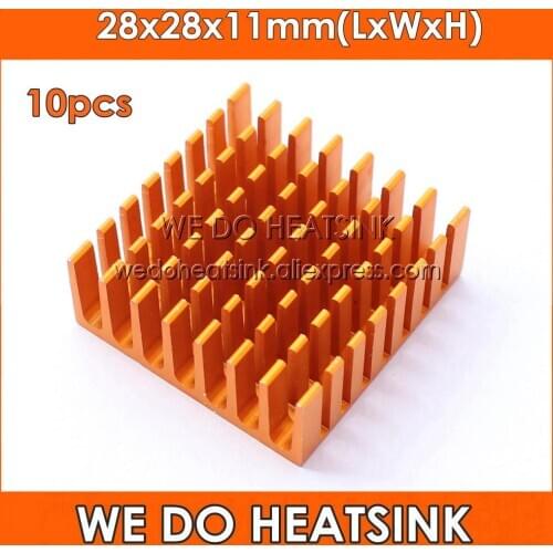 WE DO HEATSINK 10pcs 28x28x11mm Golden Anodize Extruded Aluminum Heat Sink Cooler Electronics Radiators Manufacturers