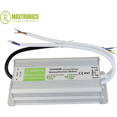 12V 60W Waterproof Electronic LED Driver Transformer Power Supply AC to DC Switch for 3528 5050 LED Strip light Free shipping