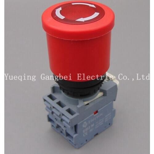 1NC 1NO large mushroom head emergency stop button switch 22mm self-locking button