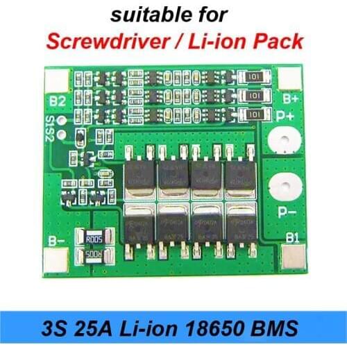 3S 25A 40A BMS PCM Battery Protection Board BMS PCM With Balance For li-ion Battery Cell Pack Modulefor Screwdriver Li-ion 18650