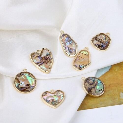 4pcs New Hot Sale Alloy Edge Natural Earrings Shell Jewelry Love Circle Irregular Geometric Earrings Pendant Diy Accessories