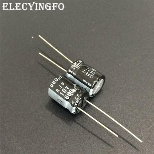 50pcs 680uF 10V680UF Japan ELNA RJF Series 10x12.5mm Super Low Impedance High Reliability 10V680uF Audio Capacitor