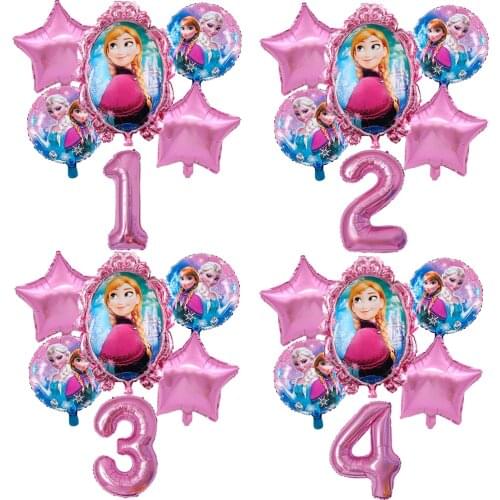 6Pcs Disney Frozen Princess Elsa Helium Balloons 32inch Number Baby Shower Party Decoration Balloons Kids Birthday Air Globos