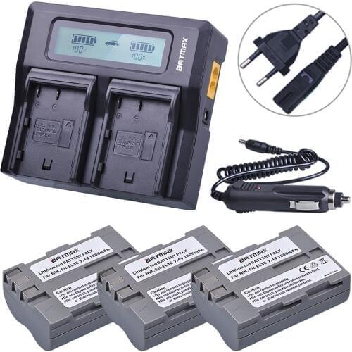 Batmax EN-EL3E EN EL3e 3PCS battery+LCD Rapid Dual Charger for Nikon ENEL3e D300S D300 D100 D200 D700 D70S D80 D90 D50 MH-18A