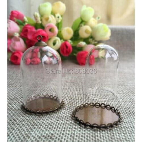 Free shipping Wholesale price 50Set NEW Hot 38*25mm Glass Ball Dome Cover Vial DIY Perfect Suit Three-in-one Super Bargain