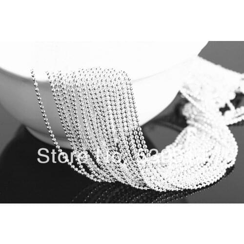 70cm(27")Necklace Chain 2mm Plated Silver Ball Necklace Chain with 2mm Bead Connector 20pcs/lot