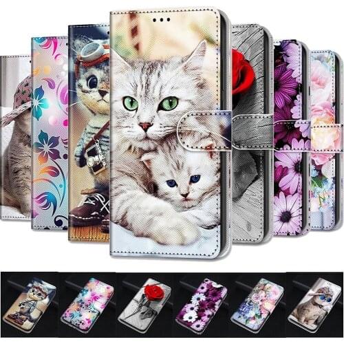 Mi 10 Pro Magnetic Leather Flip Case For Etui Xiaomi Mi POCO M3 X3 NFC Big cat hugs kitten Animal Flower Wallet Cover