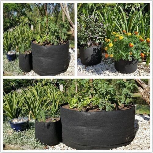 3/5/7/10/15/20 Gallon Black Round Fabric Pots Plant Pouch Root Container Grow Bag Aeration Pot Container