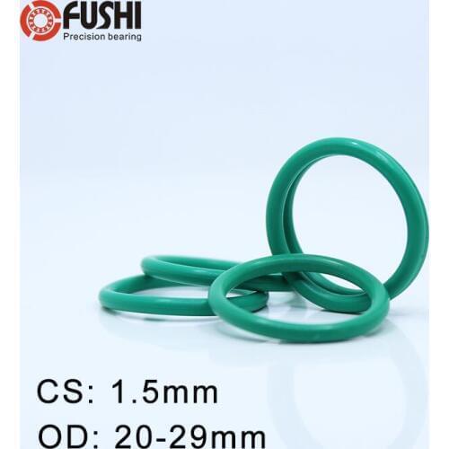 CS1.5mm FKM Rubber O RING OD 20/21/22/23/24/25/26/27/28/29*1.5 mm 100PCS O-Ring Fluorine Gasket Oil seal Green ORing