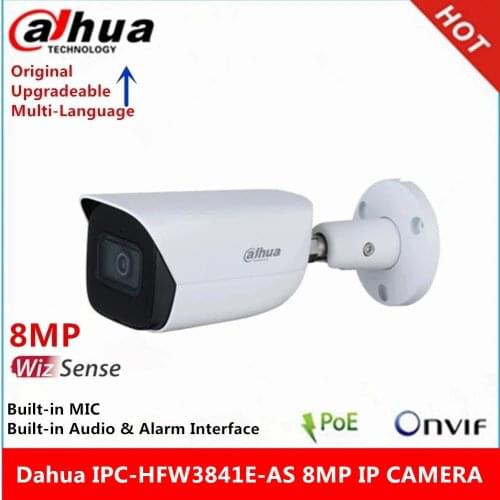 Dahua IPC-HFW3841E-AS 8MP IP Camera IR30M Built-in Mic & Audio & Alarm interface IP67 SMD Plus WizSense bullet Camera