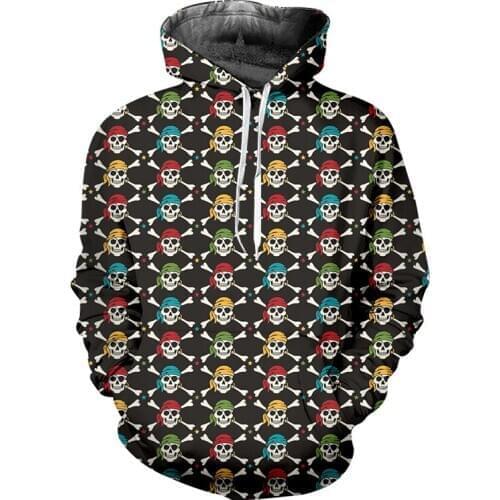 IFPD EU Size Hot Sale 3D Print Pirate Skull Sweatshirt Fall Winter Hoodies Streetwear Men Hiphop Tracksuits Long Sleeve Pullover