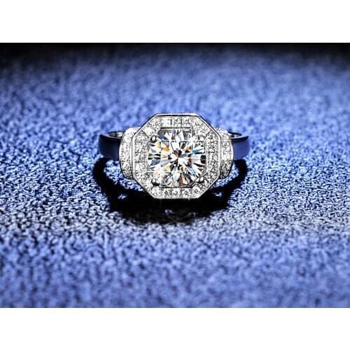 Inbeaut Classic 925 Silver 4 Prong Square Excellent Cut 1 ct D Color Pass Diamond Test Moissanite Engagement Ring Women Jewelry