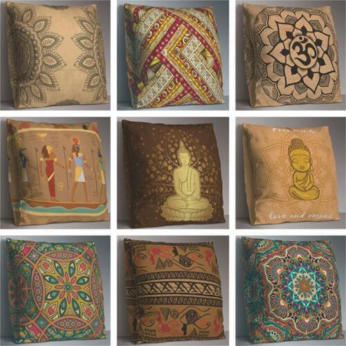 Mandala Pillowcase Vintage Buddha Cushion Cover Geometric Home Car Decorative Soft Seat Double Sides Cushions Almohada