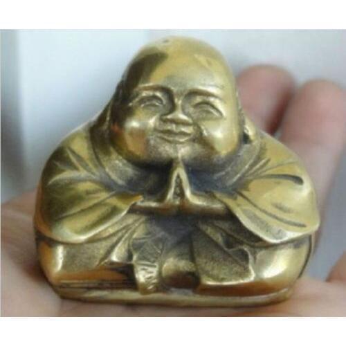 Chinese Old Chinese Brass Maitreya Laughing Buddha Statue figurine decoration factory outlets