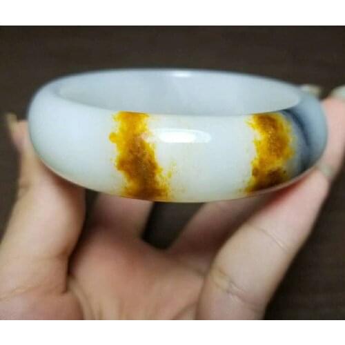 H46#Russian material Hetian jade blue and white jade leather bracelet