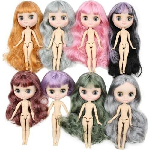 Middie blyth nude doll 20cm joint body matte face makeup gray eyes soft hair DIY toys gift with gestures