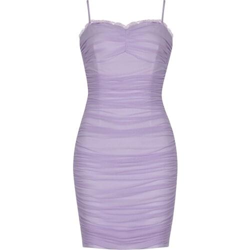 Fashion Spaghetti Strap Dress 2021 Womens Summer Clothing Sexy Lace Sleeveless Club Celebrity Mini Party Dress