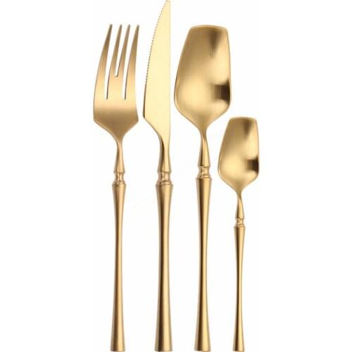 Stainless Steel Cutlery Set Matte Gold Cutlery Dinner Set Kitchen Set Dinnerware Spoon Fork Knife Tableware Set Luxury Flatware