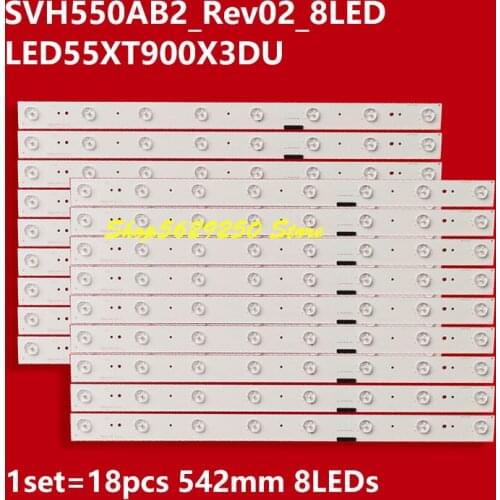 18PCS new 8LED Backlight STRIP For HI SENSE LED55XT900X3DU SVH550AB2_Rev02_8LED Screen HD550FUD-B31