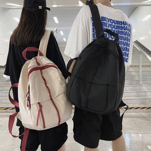 Simple Solid Color Backpack South Korea White Women Backpack Student Fashion Black School Bag Large Capacity Travel Bag Mochila