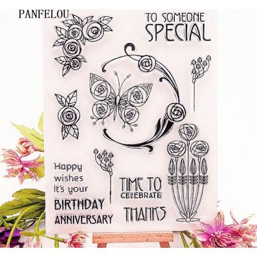 PANFELOU 15.5x21.5 butterfly wreath Transparent Clear Silicone Stamp/Seal DIY scrapbooking album Halloween clear stamp sheets