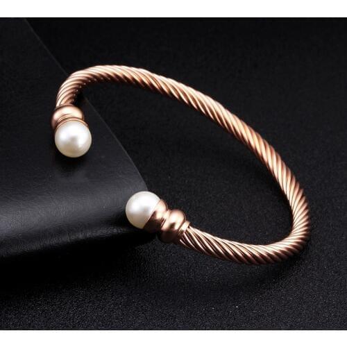 Luxury Open Women Ladies Charm Cuff Bracelets Bangles Pearl Female Fashion Jewelry Brand Braided Chain Link Sporty Bracelets