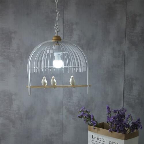 Nordic Modern Birds Pendant Lights Creative Personality Birdcage Hanglamp Dining Room Bedroom Restaurant Iron LED Hanging Lights