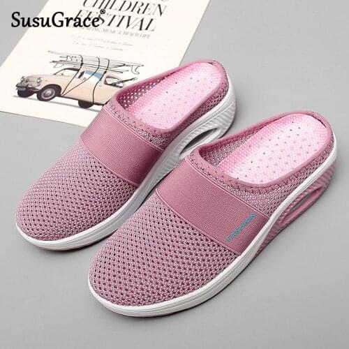 Susugrace Light Women Shoes Outdoor Breathable Slip-on Female Footwear Casual Women Loafers Summer Zapatillas Mujer Plus Size 42