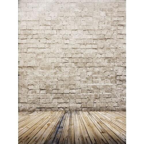 VinylBDS Photography Backdrops 200*150Cm(6.5*5Ft) Light-Colored Brick Wood Wall Background Vintage Photography Backdrops