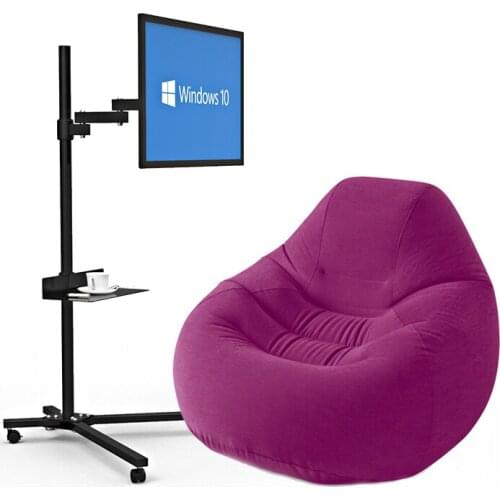 Rolling Monitor Stand with Wheels, For Less Than 24 Inch LCD Flat Screen, Movable Computer Pulley Cart Have Pallet