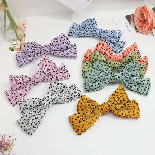 Cute Bow Hair Clip Claws Accessories For Women Girls Summer Boho Hand Made Hair Ties Leopard Ponytail Clothing Outdoor Headwear