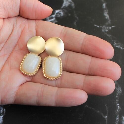 Ladies Clip On Earrings No Pierced Non Piercing Ear Resin Stud Pendant Clip Earings Cubic Geometric Square Retro Women Jewelry