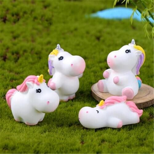 ZOCDOU 1 Piece Happy Colorful Unicorn Hippo Horse Gift Small Statue Mini Figurine Crafts Ornament Miniatures DIY Toy Decor Doll