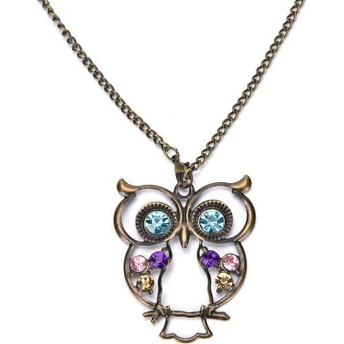 1PC New Women Vintage Rhinestone OWL Pendant Long Chain Necklace Jewellery Gift