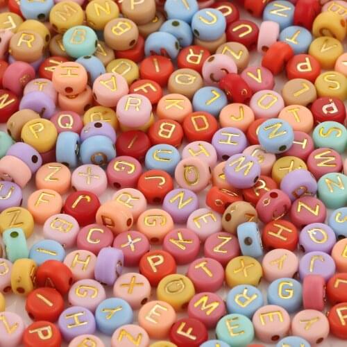 200pcs Mixed Letter Acrylic Beads Gold/Silver Color Alphabet Beads Flat Round Loose Spacer Beads For Jewelry Making DIY Bracelet