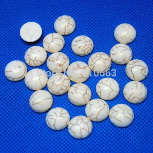 50 Pieces/Lot White Turquoisee Cabochon Turquoisee Stone Beads Accessories For Earring or Pendant Adhesive Surface Size 12mm
