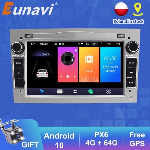 Eunavi 2 Din Android 10 Car Radio GPS for Opel Vauxhall Astra H G J Vectra Antara Zafira Corsa Vivaro Meriva Veda 4G USB NO DVD
