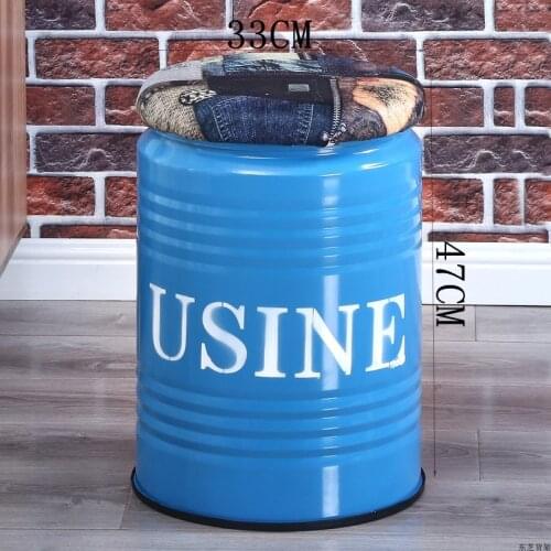 Retro Bar Stool Bar Chair Iron Bucket Stool Storage Storage Stool Home Stool Leisure Stool Storage Box Thickened