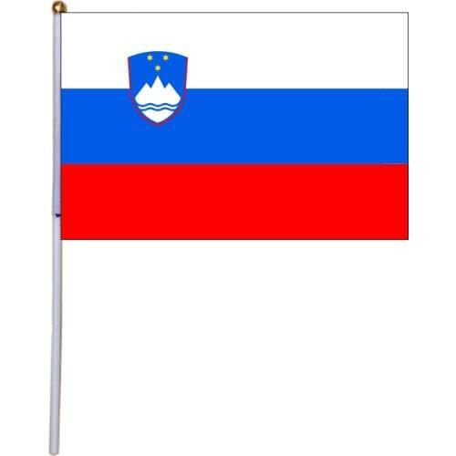 Free shipping xvggdg 100pcs 14 * 21cm Slovenia hand flag Slovenia Hand Waving National Flag