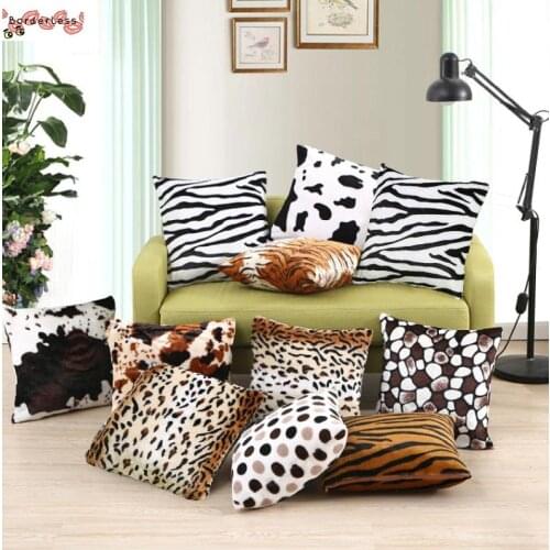 Cow Pattern Cushion Cover Short Plush Comfortable Pillow Case Spot Throw Pillows Cover Fashion Cute Pillowslip For Sofa Bedroom