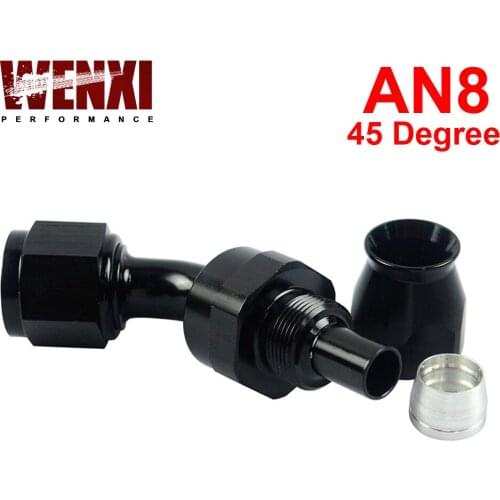 Black High Quality AN8 AN-8 45 DEGREE REUSABLE SWIVEL HOSE END FITTING AN8 WX-SL6045-08-021