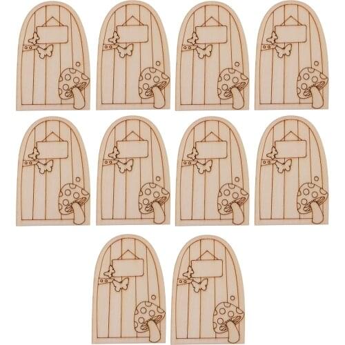10 x Cut Wooden Mini Tiny Plain Fairy Faerie Pixie Elf Doors Unpainted