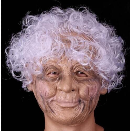 Halloween Granny Latex Headgear Old Woman with Hair Headgear Costume Party Props for Adult XIN-Shipping