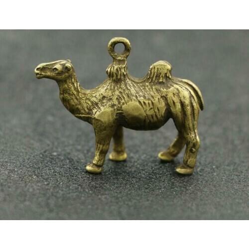 Chinese Brass Camel Statue Small Pendant China Zodiac Lucky Pocket Xmas Gifts