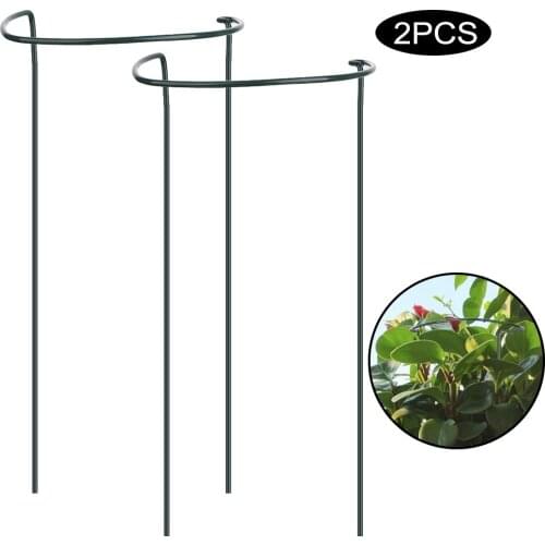 2Pcs Plant Support Ring Half Round Solid Steel Rust Semi-Circular Plant Border Support Frame Garden Tool Support Wire Hoop Plant