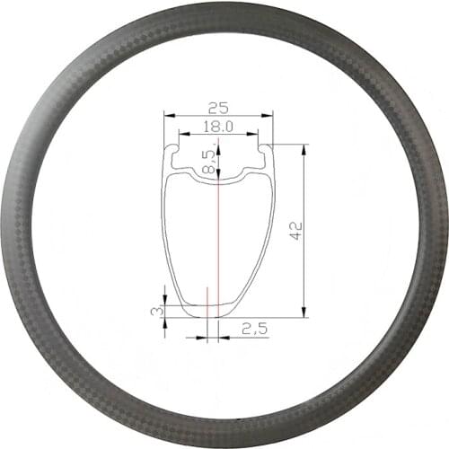 Light 700c 42mm Asymmetric clincher tubeless bike wheel 25mm cyclocross disc brake carbon rim asymmetrical offset bike circle