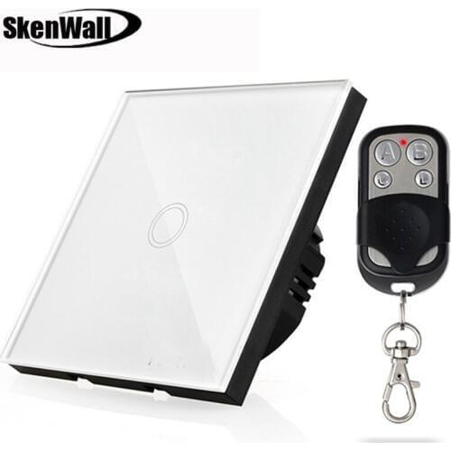 EU Standard 170-240V 1Gang Remote Control Wall Light Smart Switch Touch Switch Crystal Glass Panel Surface Waterproof Fireproof