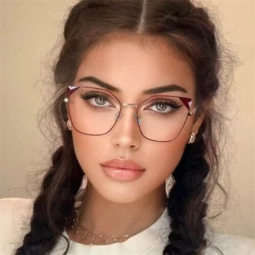 Cute Oversized Cat Eye Women Glasses 2021 Luxury Blue Light Blocking Glasses Frame Fashion Decorative Transparent Eyeglasses